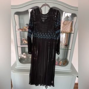 Free People - Sheer dress or long top Black with Blue stitching size M
